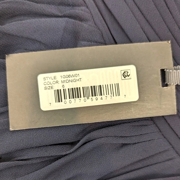 Vera Wang Dress Chiffon Long Gown Navy Blue Strapless Formal Black Tie Womens 6 - Picture 11 of 13